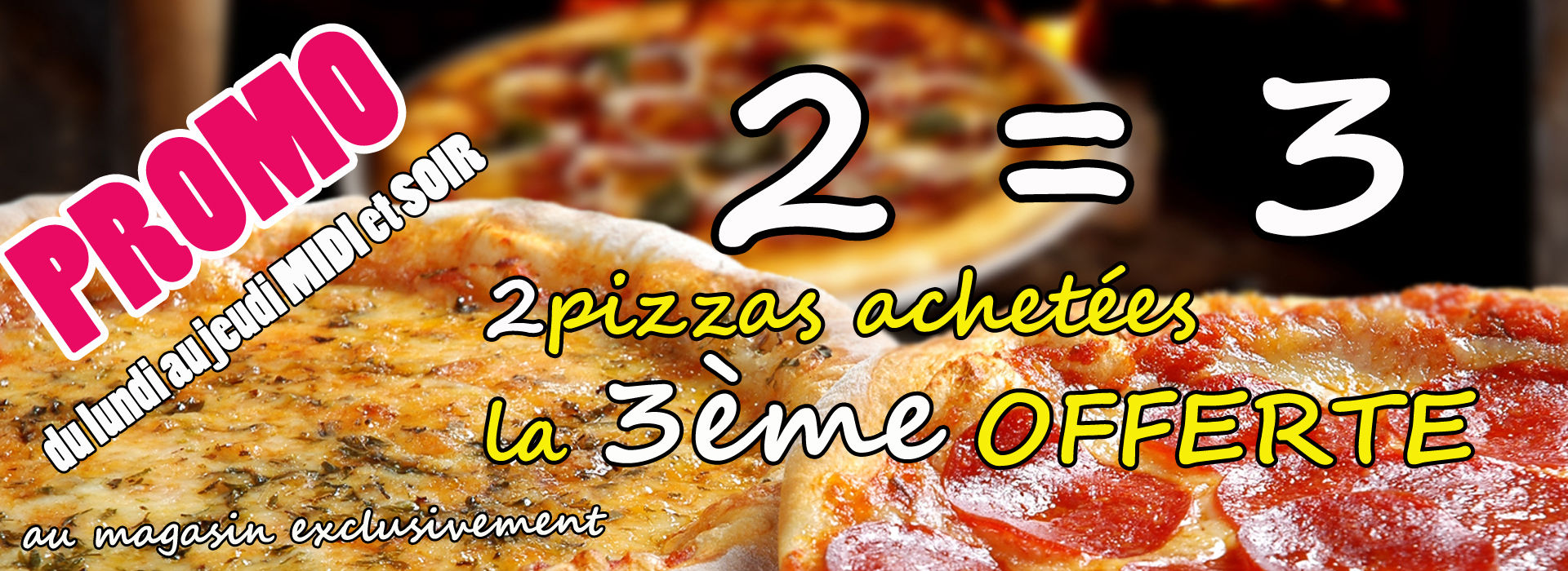 2 pizzas commandes = 3